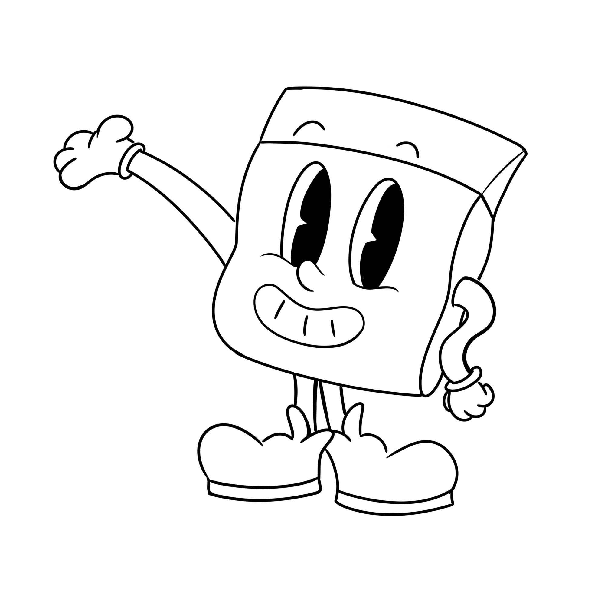 Diseño de personaje para taller de serigrafía, basado en dibujos animados de 1920. 2023.